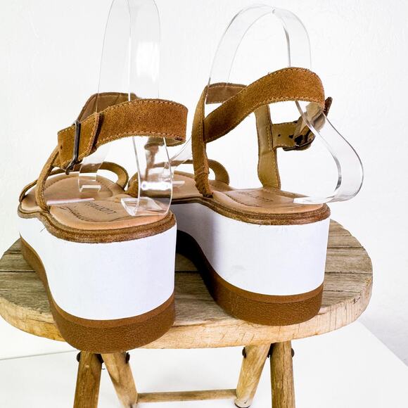 Lucky Brand LK-Tamri Suede Strap Wedge Platform Summer Sandals Cognac sz 9M NEW - Picture 8 of 12